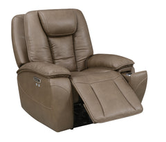 Sundance Chocolate Fabric & Leatherette Triple Power Reclining Chair - Ornate Home