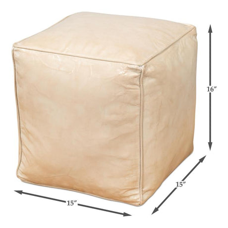 Sunday Afternoon Beige Leather Cube - Ornate Home