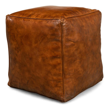 Sunday Afternoon Brown Leather Cube - Ornate Home