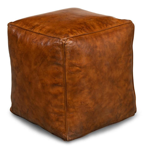 Sunday Afternoon Brown Leather Cube - Ornate Home