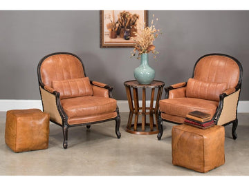 Sunday Afternoon Brown Leather Cube - Ornate Home
