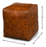 Sunday Afternoon Brown Leather Cube - Ornate Home