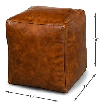 Sunday Afternoon Brown Leather Cube - Ornate Home