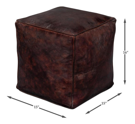 Sunday Afternoon Brown Leather Cube - Ornate Home