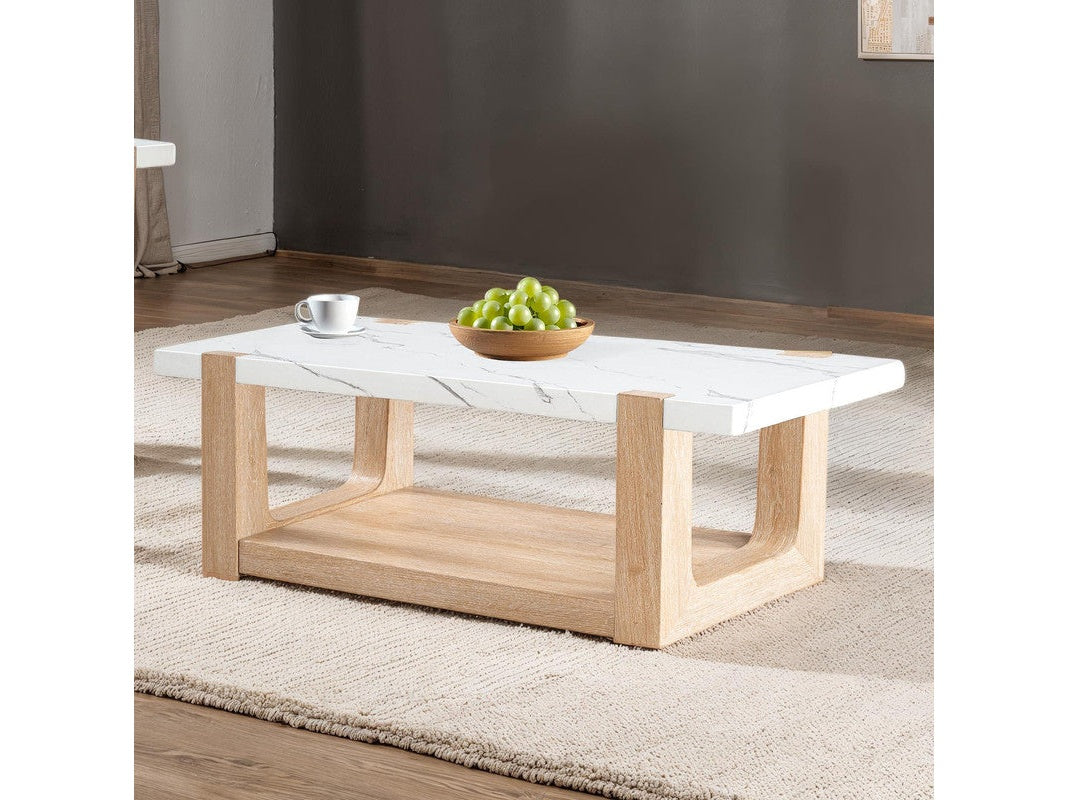 Sundbry White/Natural Coffee Table - Ornate Home