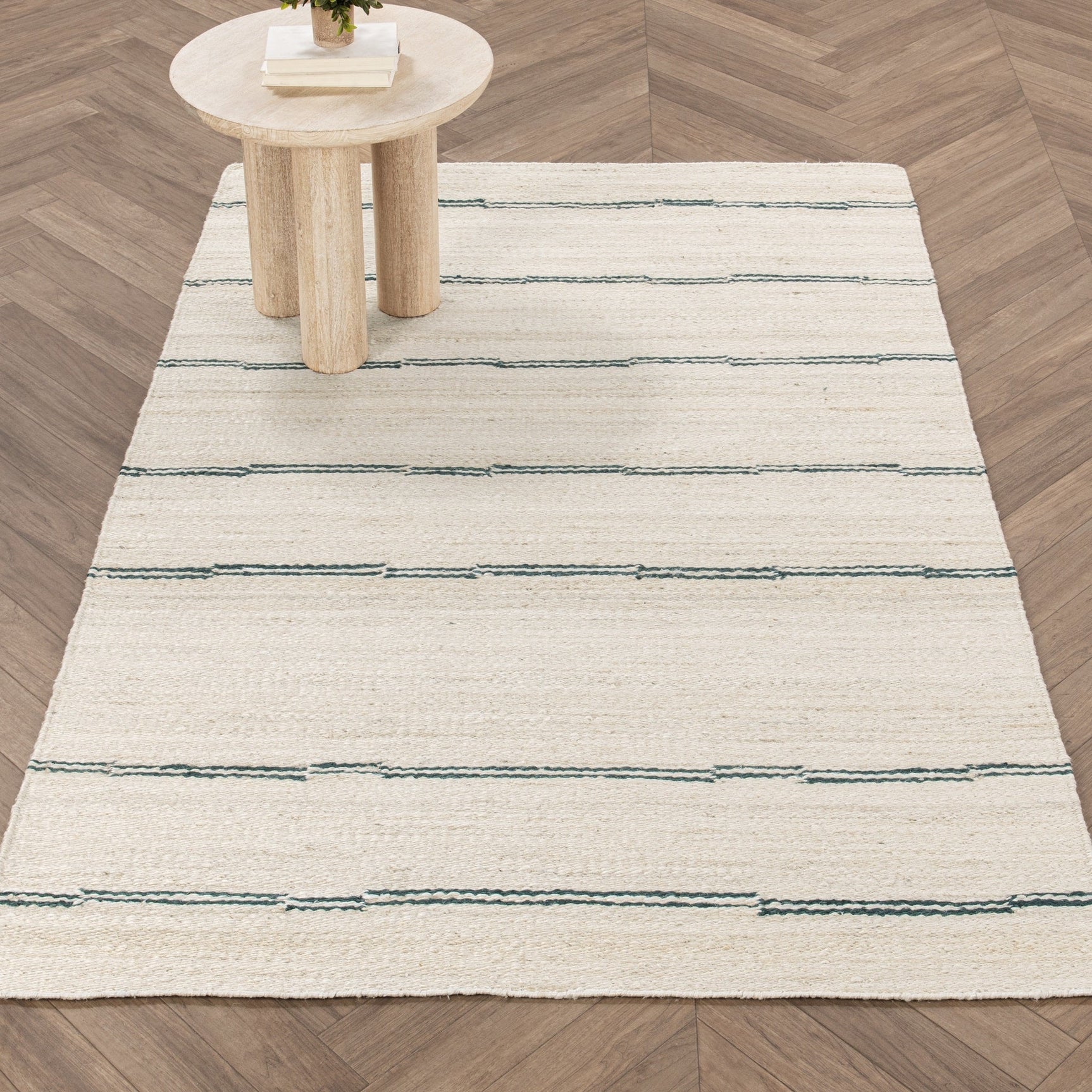 Sunderland Jute Ivory/Dark Blue Stripe Rug - Ornate Home