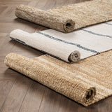 Sunderland Jute Ivory/Dark Blue Stripe Rug - Ornate Home