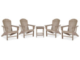 Sundown Treasure Driftwood 4 Adirondack Chairs & Outdoor End Table - Ornate Home