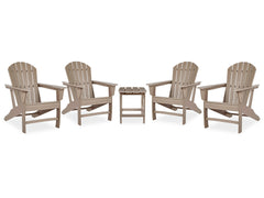 Sundown Treasure Driftwood 4 Adirondack Chairs & Outdoor End Table - Ornate Home