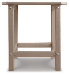 Sundown Treasure Driftwood 4 Adirondack Chairs & Outdoor End Table - Ornate Home
