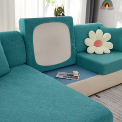 Sunflower Jacquard Fleece Stretchable Cushion Cover, Non-Slip Furniture Covers for Pets, L Shaped Couch Cushion Covers - Ornate Home