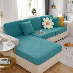 Sunflower Jacquard Fleece Stretchable Cushion Cover, Non-Slip Furniture Covers for Pets, L Shaped Couch Cushion Covers - Ornate Home