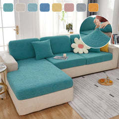 Sunflower Jacquard Fleece Stretchable Cushion Cover, Non-Slip Furniture Covers for Pets, L Shaped Couch Cushion Covers - Ornate Home