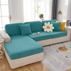 Sunflower Jacquard Fleece Stretchable Cushion Cover, Non-Slip Furniture Covers for Pets, L Shaped Couch Cushion Covers - Ornate Home
