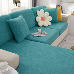 Sunflower Jacquard Fleece Stretchable Cushion Cover, Non-Slip Furniture Covers for Pets, L Shaped Couch Cushion Covers - Ornate Home
