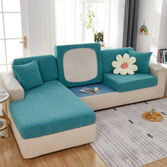 Sunflower Jacquard Fleece Stretchable Cushion Cover, Non-Slip Furniture Covers for Pets, L Shaped Couch Cushion Covers - Ornate Home