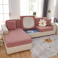 Sunflower Jacquard Fleece Stretchable Cushion Cover, Non-Slip Furniture Covers for Pets, L Shaped Couch Cushion Covers - Ornate Home