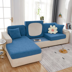 Sunflower Jacquard Fleece Stretchable Cushion Cover, Non-Slip Furniture Covers for Pets, L Shaped Couch Cushion Covers - Ornate Home