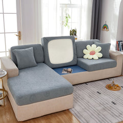 Sunflower Jacquard Fleece Stretchable Cushion Cover, Non-Slip Furniture Covers for Pets, L Shaped Couch Cushion Covers - Ornate Home