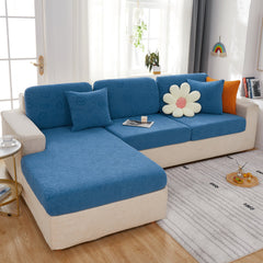 Sunflower Jacquard Fleece Stretchable Cushion Cover, Non-Slip Furniture Covers for Pets, L Shaped Couch Cushion Covers - Ornate Home