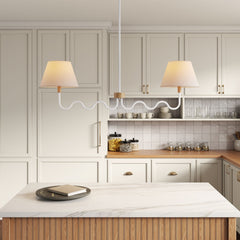 Sunlit Natural/White Squiggle 2-Arm Pendant Light - Ornate Home