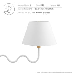 Sunlit Natural/White Squiggle 2-Arm Pendant Light - Ornate Home
