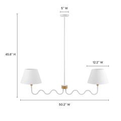 Sunlit Natural/White Squiggle 2-Arm Pendant Light - Ornate Home