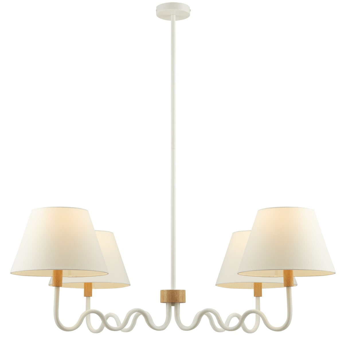 Sunlit Natural/White Squiggle 4-Arm Pendant Light - Ornate Home