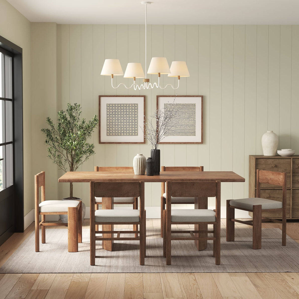 Sunlit Natural/White Squiggle 4-Arm Pendant Light - Ornate Home