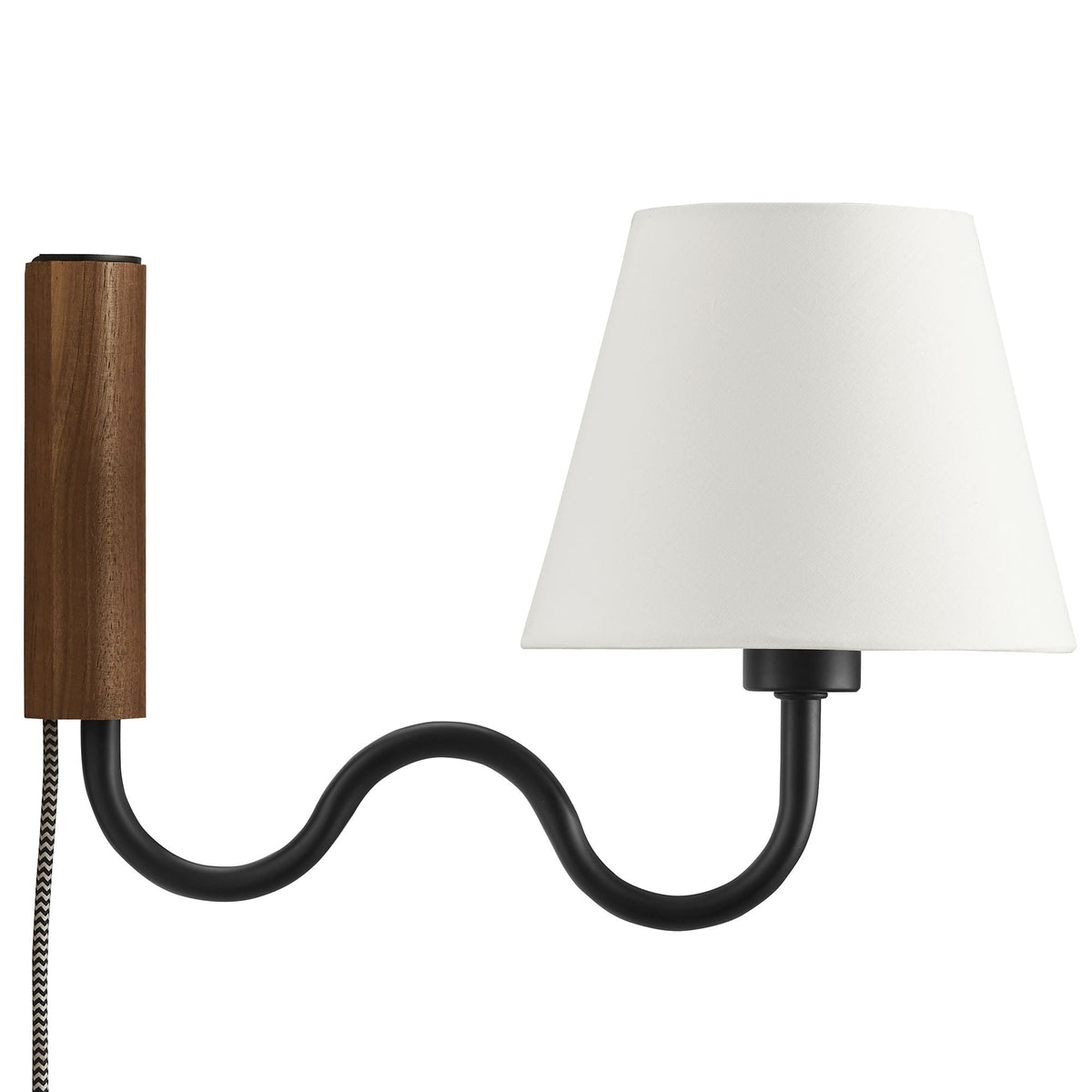Sunlit Walnut/Black Squiggle Arm Wall Sconce - Ornate Home