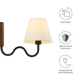 Sunlit Walnut/Black Squiggle Arm Wall Sconce - Ornate Home
