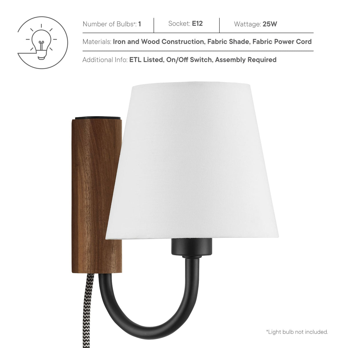 Sunlit Walnut/Black Swivel Wall Sconce - Ornate Home