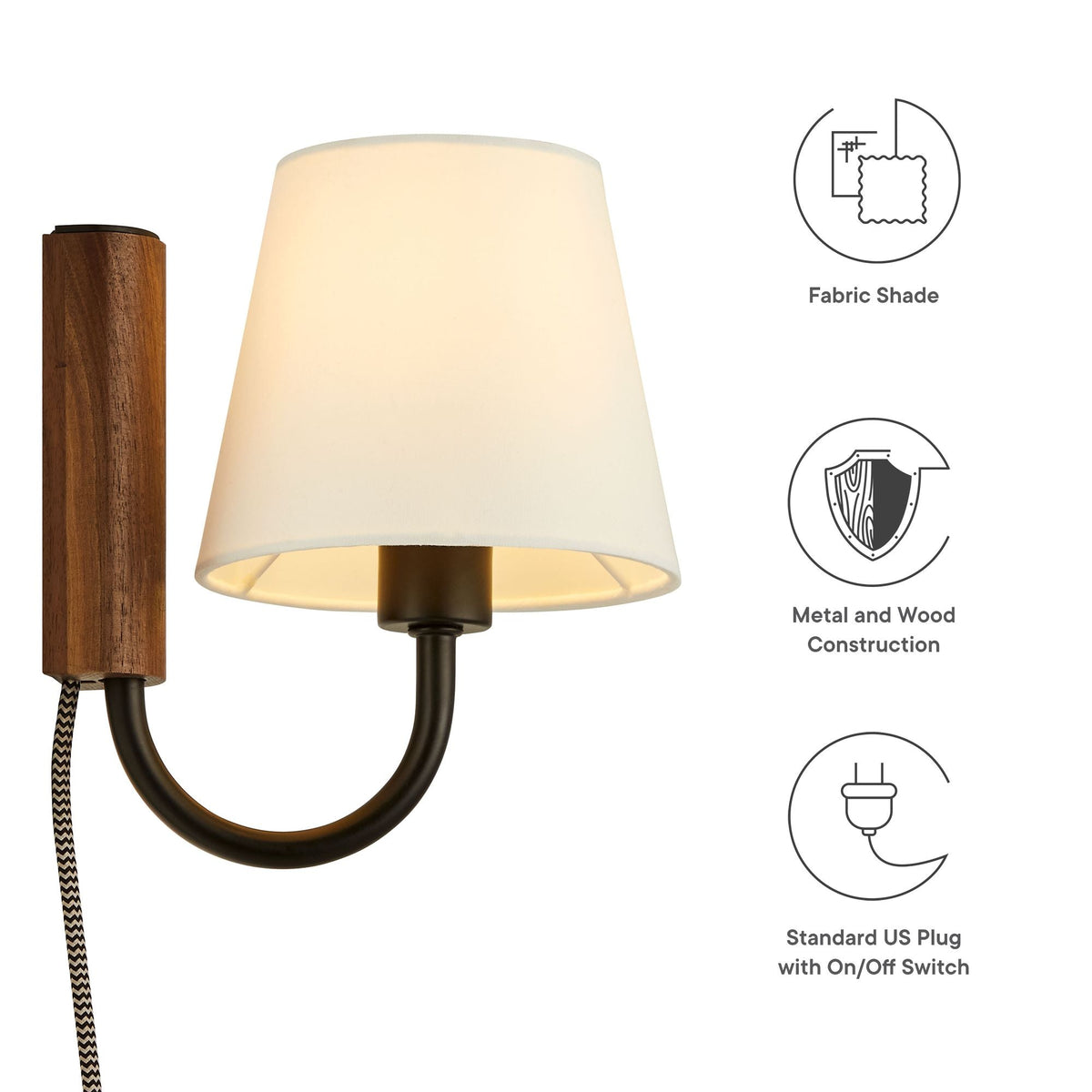 Sunlit Walnut/Black Swivel Wall Sconce - Ornate Home