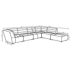 Sunny Charcoal 6pc Modular Sectional Living Room Set - Ornate Home