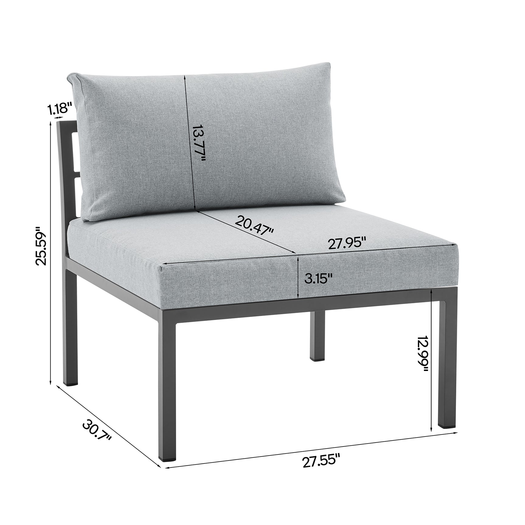 Sunnyside Corner Patio Conversation Set with Table in Grey on Grey - Ornate Home