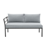 Sunnyside Corner Patio Conversation Set with Table in Grey on Grey - Ornate Home