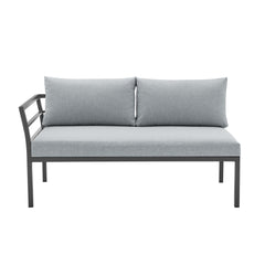 Sunnyside Corner Patio Conversation Set with Table in Grey on Grey - Ornate Home