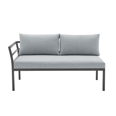 Sunnyside Corner Patio Conversation Set with Table in Grey on Grey - Ornate Home