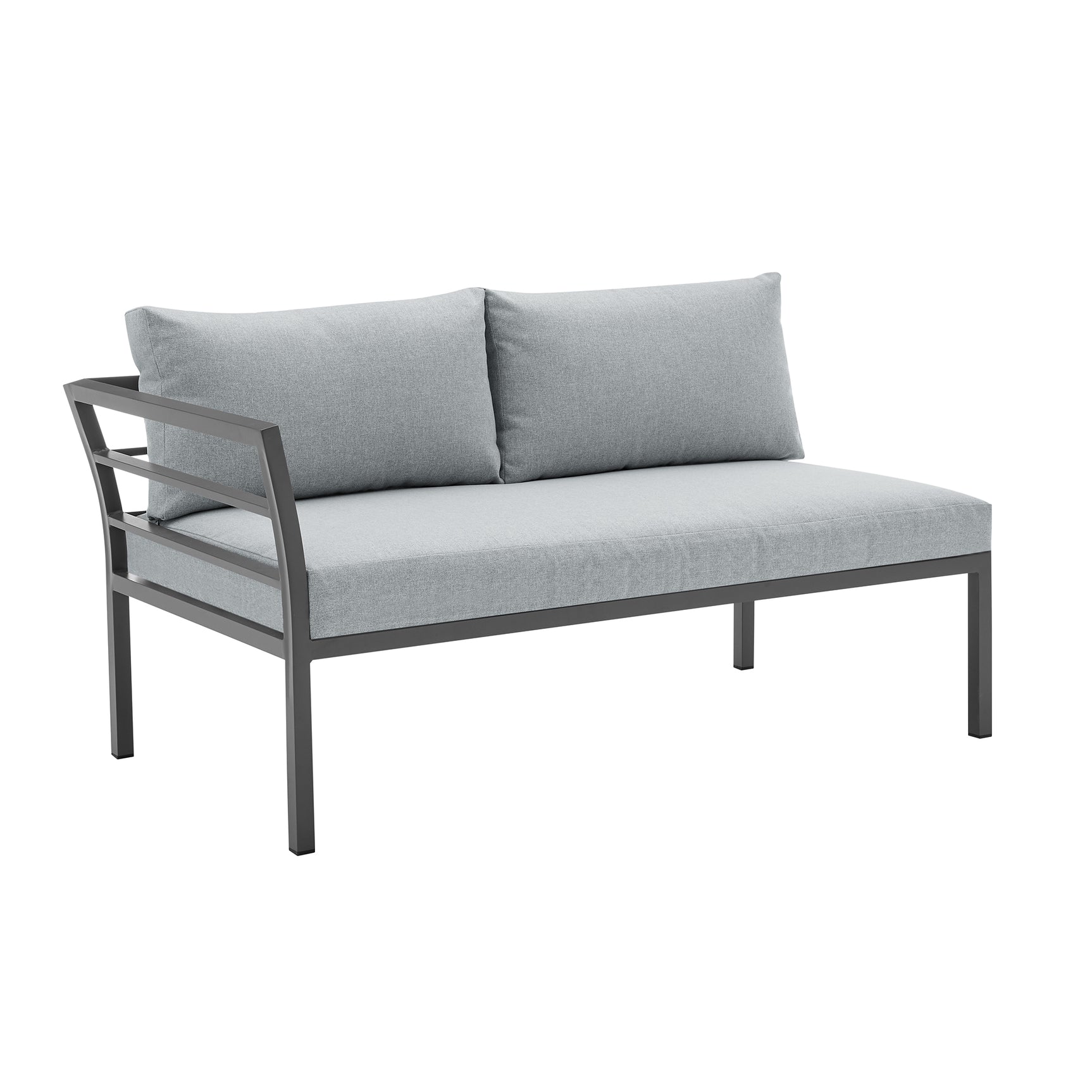 Sunnyside Corner Patio Conversation Set with Table in Grey on Grey - Ornate Home