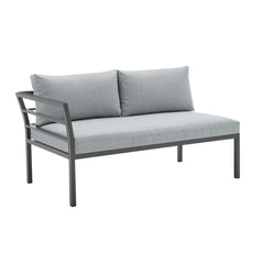 Sunnyside Corner Patio Conversation Set with Table in Grey on Grey - Ornate Home