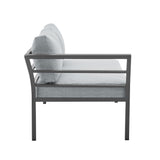 Sunnyside Corner Patio Conversation Set with Table in Grey on Grey - Ornate Home