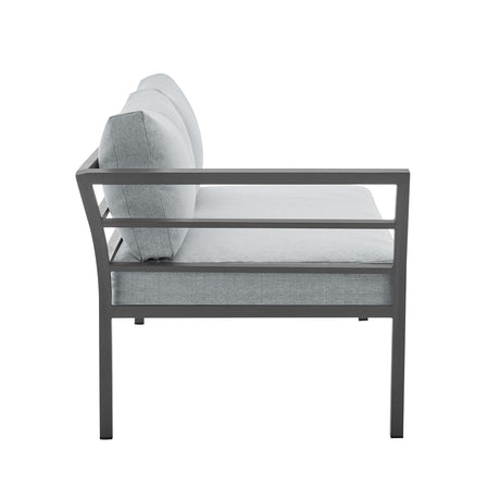 Sunnyside Corner Patio Conversation Set with Table in Grey on Grey - Ornate Home