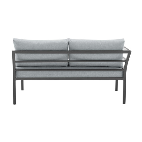 Sunnyside Corner Patio Conversation Set with Table in Grey on Grey - Ornate Home