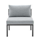 Sunnyside Corner Patio Conversation Set with Table in Grey on Grey - Ornate Home