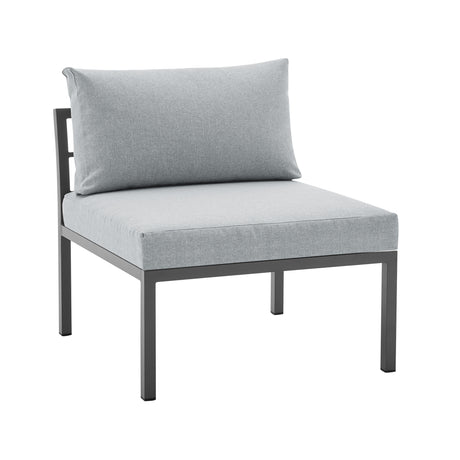 Sunnyside Corner Patio Conversation Set with Table in Grey on Grey - Ornate Home