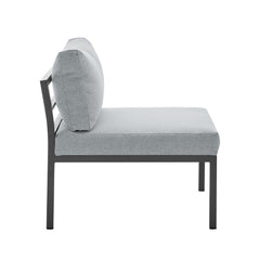 Sunnyside Corner Patio Conversation Set with Table in Grey on Grey - Ornate Home