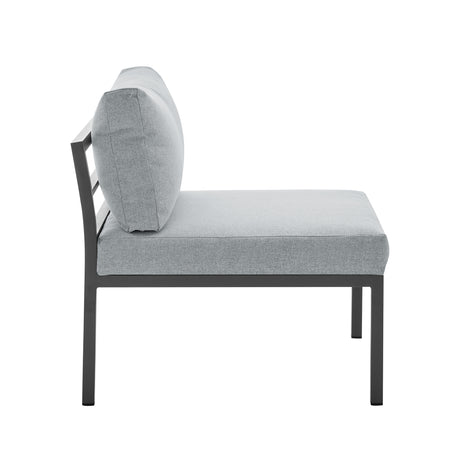 Sunnyside Corner Patio Conversation Set with Table in Grey on Grey - Ornate Home