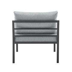 Sunnyside Corner Patio Conversation Set with Table in Grey on Grey - Ornate Home