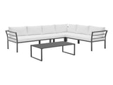 Sunnyside Corner Patio Conversation Set with Table in Grey on White - Ornate Home