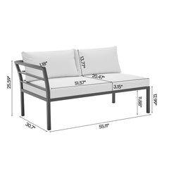 Sunnyside Corner Patio Conversation Set with Table in Grey on White - Ornate Home